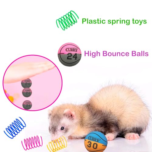 14 pcs Ferret Squeaky Toys Set Rubber Balls Ferret Teeth Grinding Chewing Balls Teething Bouncy Bell Ball Interactive Sound Squeaker Toy Exercise Scratch Chew Toy for Ferrets Pet Cat Dog Small Animals