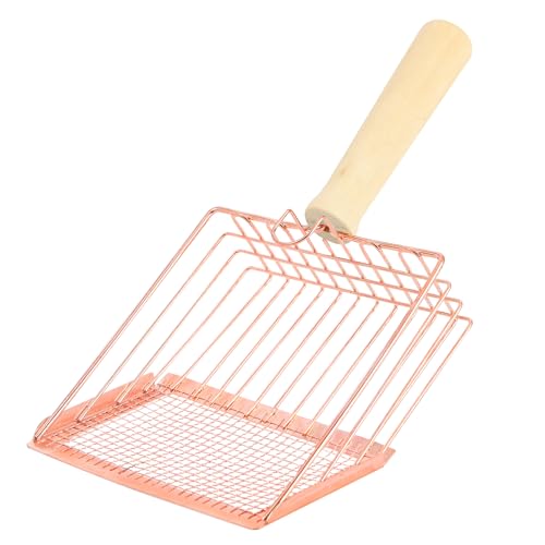 Litter Scooper, Metal Litter Scoop, Pooper Scooper with Wooden Handle, Cat Litter Scoop, Metal Scooper & Speed Sifter Deep Shovel Scoop Filter,Kitten Pooper Lifter for Litter Box