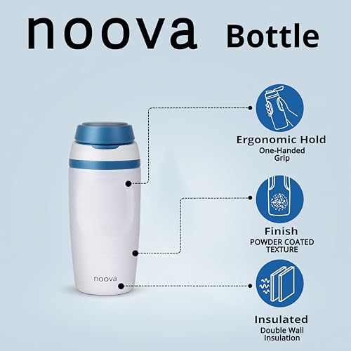 NOOVA Insulated Water Bottle Leak-Proof Insulated Stainless Steel Tumbler with Straw Sports Water Bottle Cold 24h Hot18h Thermos Travel Gift Beach Gym Accessories for Women Men Kids Cup 16oz Sand Teal | Leak-Proof, Stainless Steel, Cold 24h Hot 18h, Therm