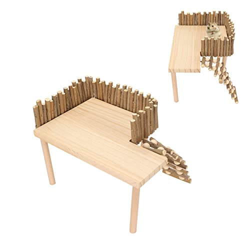 Wooden 2-Layer Hamster Stand Playground With Ladder, Climbing Toy Cage Accessories for Squirrel, Gerbil, Chinchilla, Parrot, Bird, Small Animals