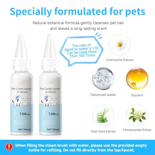 Pet Steam Brush Dog Cat 2026 New Grooming Comb for Shedding Concentrated Waterless Shampoo, Pet Comb Leave-in serum, 2*Shampoo(Steam Brush not Included) - color: Gray, size: 400ML