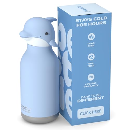 asobu Bestie Water Bottle, Cute Collectible Character, Leak Proof, BPA Free | 16 oz, Stays Cold 24 Hours, Double Wall Vacuum Insulation, Food Grade Stainless Steel, Spill Resistant, Great Gift Idea - color: KIYOSHI THE DOLPHIN