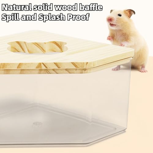 Hamster Sand Bath Box Container, Mini Pet Sandbox Lid Design Take Bath Wooden Sandbox Dust Bath, Transparent Bathroom & Digging Box Acrylic Hamster Litter Box Small Animal Accessories (D Large) - style: D Large