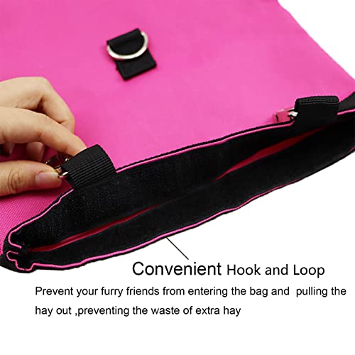 Rabbit Hay Feeder Bag Hanging Hay Rack (Pink, 2 Windows) | Guinea Pigs Manger Holder Dispenser Small Animal Feeder Storage Pouch for Bunny Chinchilla Hamster - color: Pink