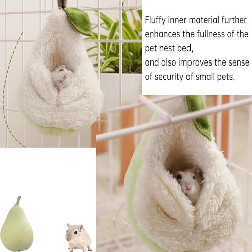 Pear-Shaped Hamster Pouch Bed - Plush Sugar Glider Hideout, Small Pet Habitat Decoration Cozy Cage Accessories for Mice, Gerbil, Golden Bear, Degu