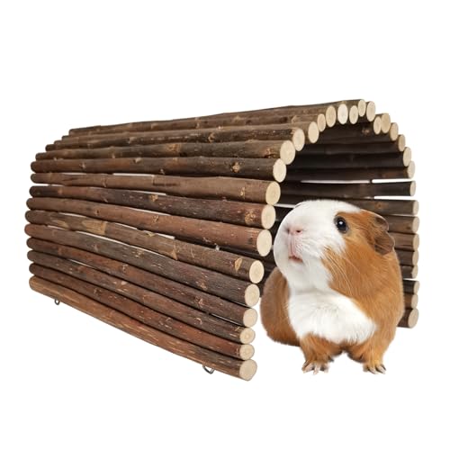 Guinea Pig Hideout Rabbit Hide Rat Cage Accessories Extra Large Wooden Tunnel Hut Hideaway for Pig Hideout Tortoise Hedgehog Ferret and Chinchilla