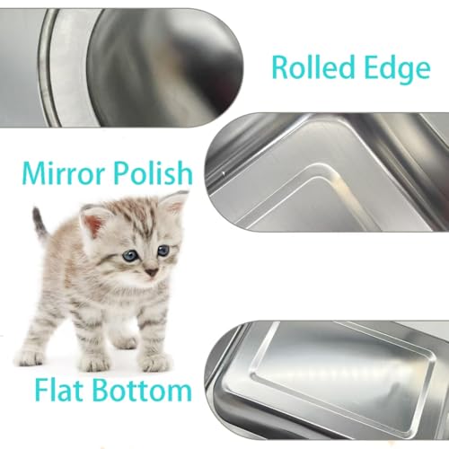3 Pcs Kitten Litter Box with 1 Scoop,Stainless Steel Small Litter Box, 12.4"×8.4"×1.37" Metal Litter Pan, Small Litter Pan for Little Cats Kittens, Easy Cleaning