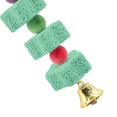 Oooct 2 Pack Large Chicken Chewing Toy, Chick Beak Grinding Calcium Stone with Bells, Chicken Cage Accessories, Cage Toys for Cockatiel Parakeet Parrot Budgies Rat Hamster Rabbit Bunny African Grey - color: Green