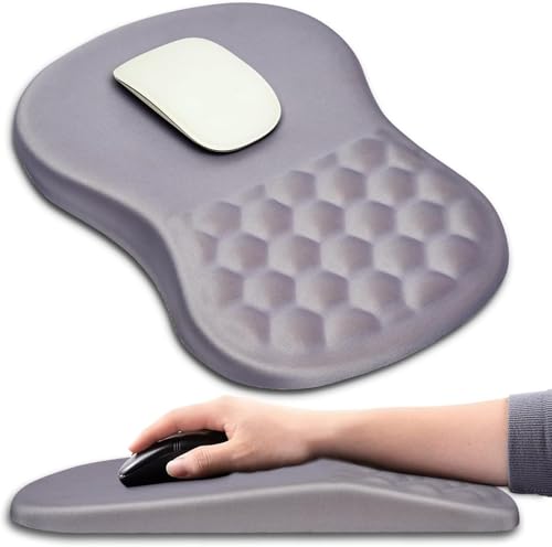 Hokafenle Ergonomic Mouse Pad Wrist Support with Massage Design, Wrist Rest Pain Relief Mousepad with Memory Foam&Non-Slip PU Base, Mouse Pads for Wireless Mouse & Desk (12x8 inch,Light Purple Gray) - color: HK014-Light Purple Gray