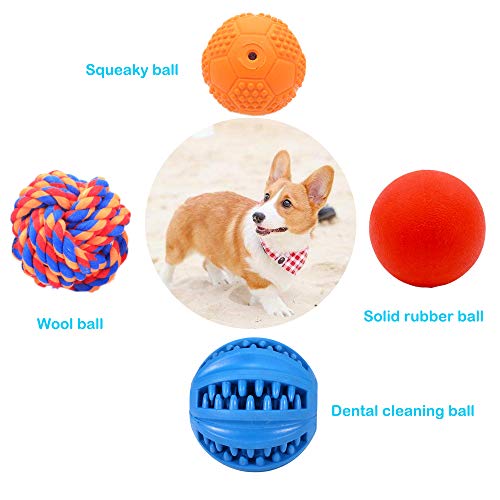 Volacopets Puppy Balls - Pack with Different Functions & Teething Toys for Small Dogs, Squeaky Dog Balls, Rubber Chew Toys for Enrichment - size: Small (4 Pack)