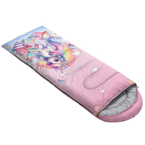 HOSIMA Dear Hunting Pattern Cold Weather Sleeping Bags for Kids Adults. | Black Light Weight Waterproof Sleeping Bags for Outdoors Hiking - color: Pink-a