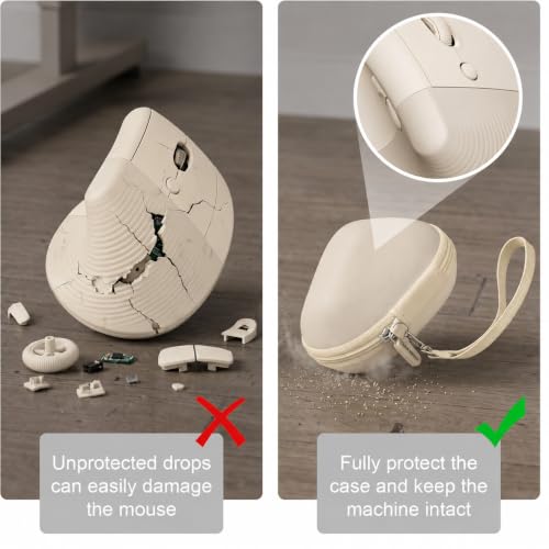 ANKHOH Case for Logitech Lift Vertical Ergonomic Mouse, Khaki | Hard EVA case for Wireless Bluetooth Upright Device, Made for Daily Storage and Travel Protection, Bag Only - color: khaki