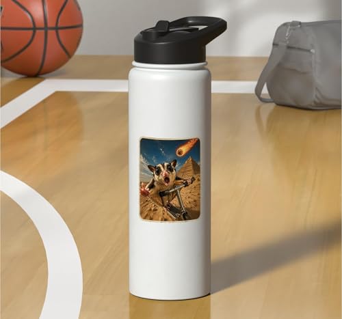 Funny Sugar Glider Riding Scooter Stainless Steel Insulated Water Bottle - color: White