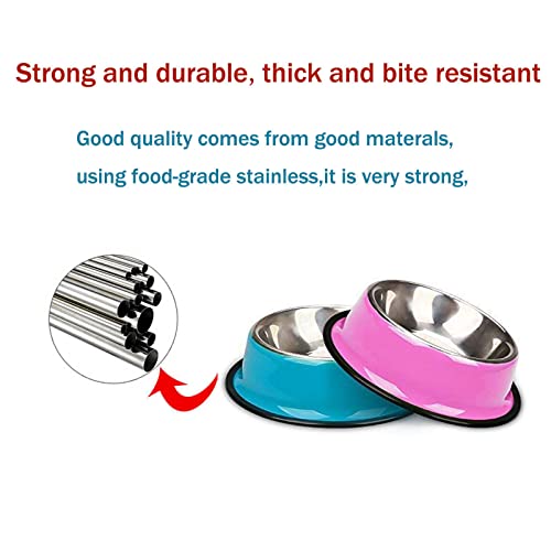 YUDANSI Stainless Steel Cat Bowls 3 Pack, Puppy Small Medium Dogs Feeder for Food Water, Shallow Dish Set Multi-Color for Wet Food Kibble Treats, Non Slip Anti Overturning Feeding Plate for Large Cat - color: 7 in.
