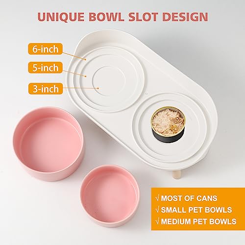 Raised Cat Food and Water Bowl Set - Elevated Ceramic Dishes with Non-Slip Stand and Splash Guard for Small Dogs - 2 x 320 ML (4.9 OZ) - Pink - color: Pink, size: Small