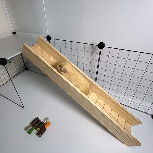 Guinea Pig Cage Bridge, Small Animal Wooden Ladder Ramp, Guinea Pig Cage Accessories Second Floor Link Bridge for Guinea Pigs, Ferrets, Hamsters (60CM/23.6IN) - size: 23.6 IN