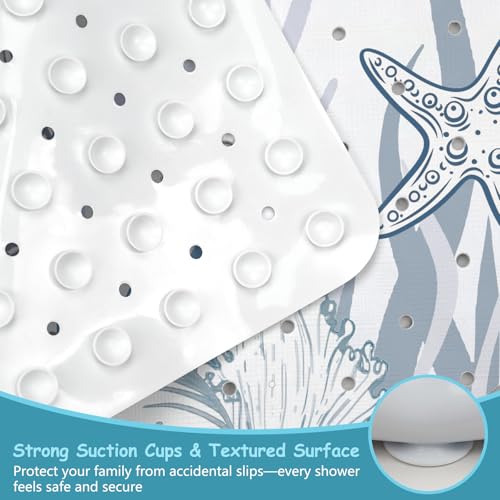 Sea Turtle Square Anti Slip Shower Mats for Inside Shower Accessories, Cute Bath Mats for Bathroom Non Slip Shower Floor Mat Decor Rubber Bathmat With Suction and Drain Holes Machine Washable, 21″X21″ - color: C04, size: 21" x 21" (Square)