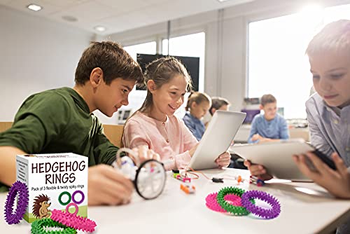 Hedgehog Rings Spiky Sensory Bracelet for Kids & Adults, 3 Pack - style: Fidget Rings Pink Purple Green