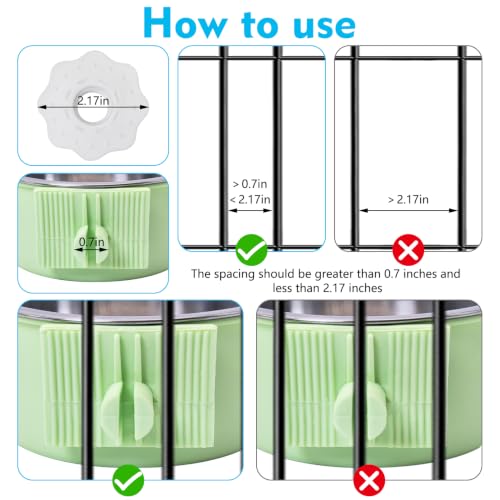 kathson Crate Dog Bowl, Removable Stainless Steel Hanging Pet Cage Bowl Food & Water Feeder Coop Cup for Cat, Puppy, Birds, Rats, Guinea Pigs (6 PCS, Size: M, 2×Blue,2×Green,2×Pink) - color: Size: M (2×Blue, 2×Green, 2×Pink), size: 6 PCS