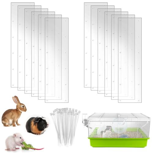 12 Pcs 14" x 4.5" Pet Cage Edge Liner PVC Clear Urine Guard Side Lining Cage Accessories for Rabbit Ferret Hamster Rat Critter Nation