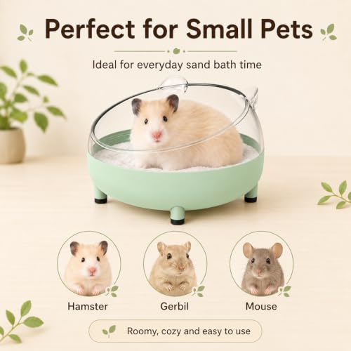 Meow&Woof Hamster Sand Bath Container, Large Sandbox Toilet Gerbil Batheoom, Tiny Chinchilla Dust Bathtub Sand Bath Box for Hamster Cage Accessories 5.2 Inch-Light Green - color: Light Green