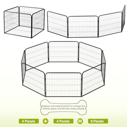 BestPet | Dog Playpen Extender | 24", 4 Panels | Expandable Design | Heavy Duty Metal Pet Exercise Pen | Indoor/Outdoor Fence Panels | Anti-Skid, Rust-Resistant, Removable and Tool-Free Setup - style: 4 panels