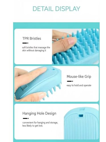 Blue Silicone Shower Brush, suitable for medium to large pets (dogs, cats)
