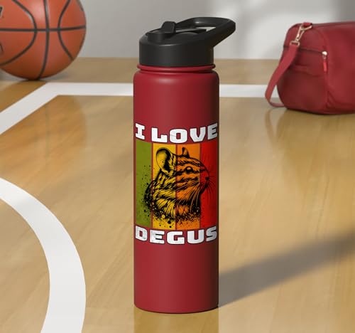 Degu Retro Degu I Love Degu Stainless Steel Insulated Water Bottle - color: Red