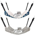 Jetec 2 Pack Cat Hammock for Cage, Catio Accessories Reversible Soft Cats Bed with Adjustable Straps and Hooks Double-Sided Linen and Fleece Hanging Hammock for Cats, Kitten(Cat and Plaid,S) - size: S