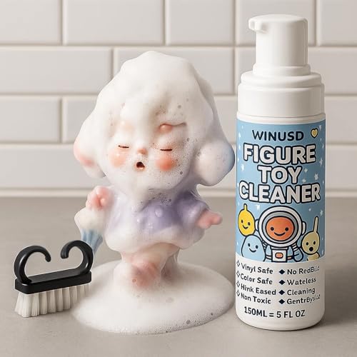 Figure & Plush Toy Cleaner - 5oz Foam Spray for Stuffed Animals & Soft Dolls with Brush & Cloth | No Rinse, Zero Residue, Color-Safe| Safe for Delicate Fabrics & Pets, Christmas Gifts for Plush Lovers