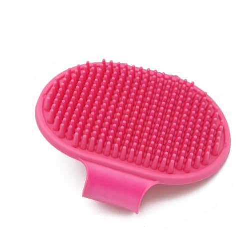 Pet Bath Brush Grooming Glove for Dogs & Cats, Soft Silicone Massage Comb with Gentle Hair Removal, 38g Lightweight Bath Scrubber, Rose Red