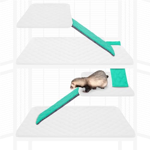 Paw Inspired Fleece Ramp Covers for Critter Nation Cage, Green, 3 Count | Fitted Ladder Liners for Ferret Nation/Critter Nation Cage, For Ferrets, Rats, Chinchillas, Hedgehogs, Small Animals, Pets - color: Green, size: Ramp Cover - 3 Pack