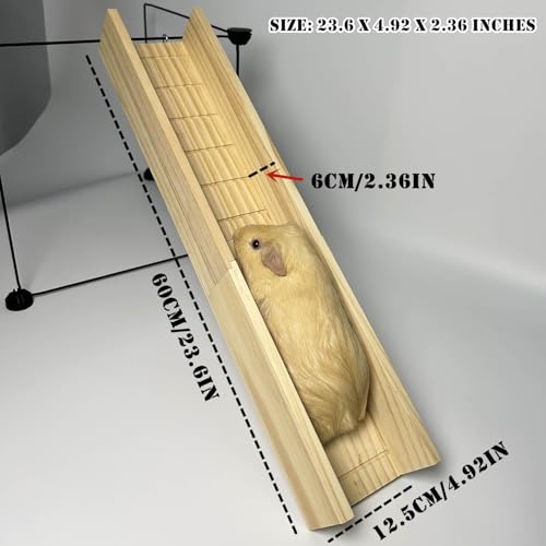 Guinea Pig Bridge, Small Animal Wooden Ladder Ramp, Guinea Pig Cage Ramp Bridge, Guinea Pig Cage Accessories for Guinea Pigs, Ferrets, Chinchillas (Large) - size: 60 cm