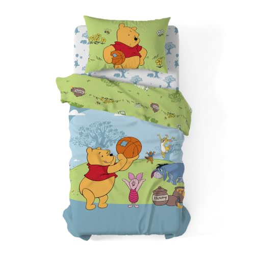 Disney Winnie The Pooh Twin Comforter Set 4 Piece Includes Reversible Comforter & Sheet Bedding Set Soft Fade Resistant Microfiber Officially Licensed - color: Pooh Star Twin
