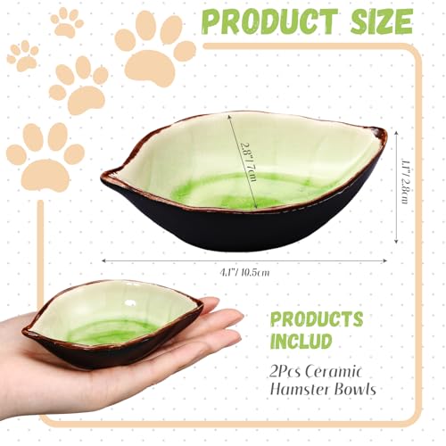 2 Pcs Hamster Food Bowl Ceramic Food Water Feeding Dish for Hamster Guinea Pig Hedgehog Gerbil Dwarf Rat Mice Chinchilla Sugar Glider(Leaf) - style: Leaf