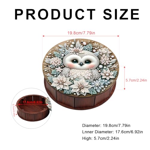 Diamond Art Storage Box Owl Diamond Painting Wooden Snack Box Animal Gem Painting Candy Box Flower Gem Art Organizer Case Embroidery Kit Mosaic Kits for Adults Storage Containers with Lid - color: Owl 2
