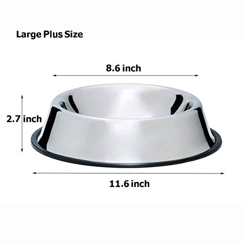 Mlife Stainless Steel Dog Bowl with Rubber Base for Small/Medium/Large Dogs, Pets Feeder Bowl and Water Bowl Perfect Choice (Set of 2) - size: 40oz