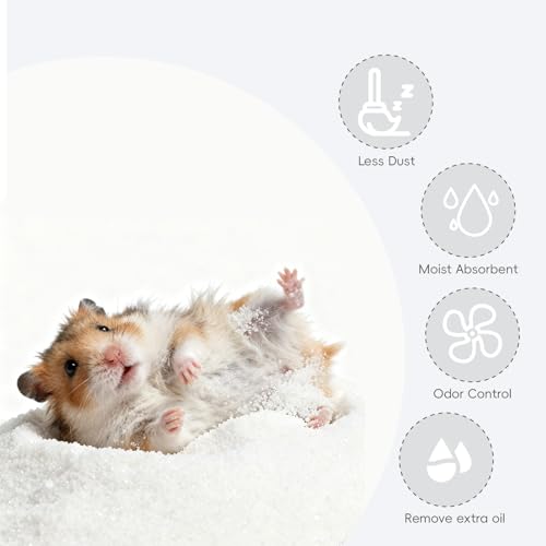 Hamster Sand Bath for Hamsters, Gerbils, Chinchillas, 2.2Lbs Less Dust Chinchilla Bath as Hamster Cage Accessories, Bathing White Sand for Small Animal Bath & Toilet Litter