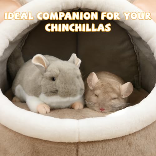 YUEPET Soft Chinchilla Cuddler Plush Toy, Guinea Pig Plush Toy for Cages | Chinchilla Cage Accessories, Chinchilla-Shaped Plush, Thick Plush Fabric, Flat Base, Washable, For Indoor Cages