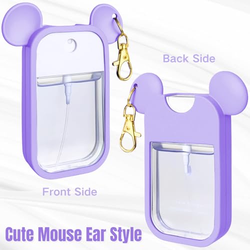 Mouse Design Silicone Case Compatible with Touchland Hand Sanitizer Spray 1 fl oz, Silicone Protective Case Holder with Keychain for Power Mist and Glow Mist, Purple - color: Purple
