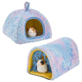 Avont 2-Pack Guinea Pig Tunnel & Hideout Bed Set | Washable Hideout & Tunnel Set, Breathable Fleece, Dual Entrances, Removable Pad, Blue or Yellow - color: Blue