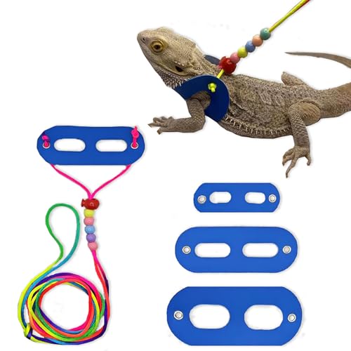 AIITLE Multi-Size Bearded Dragon Leash - Comfortable Adjustable Harness for Reptiles & Small Animals (Outdoor Walks, Pet Events), Blue - color: Blue
