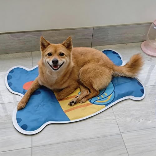 Dog Cat Cooling Mat 30"x20", Gel Self Cooling Pad for Pets Up to 45 lbs | Pets Up to 45 lbs, Waterproof Pet Cooling Bed, Scratch Resistant Fabric, Non-Slip Bottom, Crate Kennel Travel Use - color: Blue