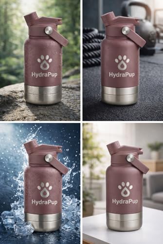 32oz Insulated Dog Water Bottle – Stainless steel, leakproof travel jug keeps water cold. Includes pet bowls, perfect for hiking, camping, and outdoor adventures with your dog (Mauve) - color: Mauve