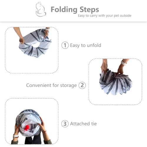 8-Shaped Cat Tunnel Toy Interactive Foldable Playhouse Maze Toys for Cats, Kittens, Rabbits & Small Pets with Playing Balls Collapsible Play Tube for Indoor Fun & Exercise (White) - color: White