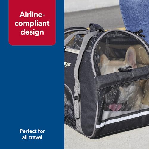 Coastal Pet Bergan Comfort Carrier - Breathable Travel Carrier for Dogs & Cats - Black & Grey, 19" x 10" x 13" - color: Black and Grey, size: 12.5"L x 19.0"W x 10.0"H