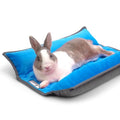 Paw Inspired Snuggle Bunny Bolster Bed, Gray/Blue, 17x17 Inch | Reversible Flop Mat, Ultra-Soft Fleece Bedding with Padded Sides for Rabbits, Cats, Dogs, Small Pets and Animals - color: Gray/Blue