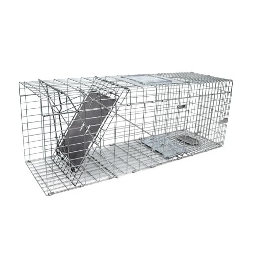 SZHLUX 32" Live Animal Cage Trap, Heavy Duty Folding Raccoon Traps, Humane Cat Trap for Stray Cats, Raccoons, Squirrel, Skunk, Mole, Groundhog, Armadillo, Rabbit, Catch and Release