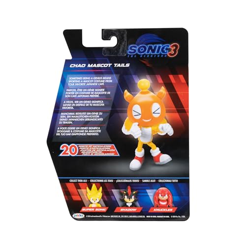 Sonic 3 Movie Action Figures 5-Inch Chao Mascot Tails Collector Toy Figure, Highly Articulated for Boys Girls - Officially Licensed Sonic The Hedgehog 3 Movie Product - color: Chao Mascot Tails