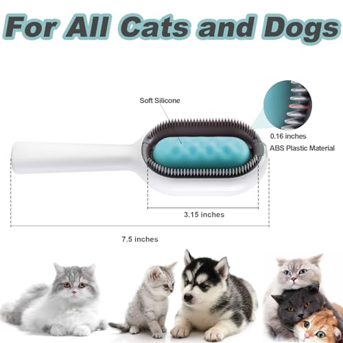 Water Brush for Cats Dogs, 4 in 1 Pet Grooming Bath Brush, 2 in 1 Cleaning Brush Cat, Wet Cat Comb, Pet Hair Removal Comb with Water Tank, Sticky Brush 2.0 (Towels Not Included)